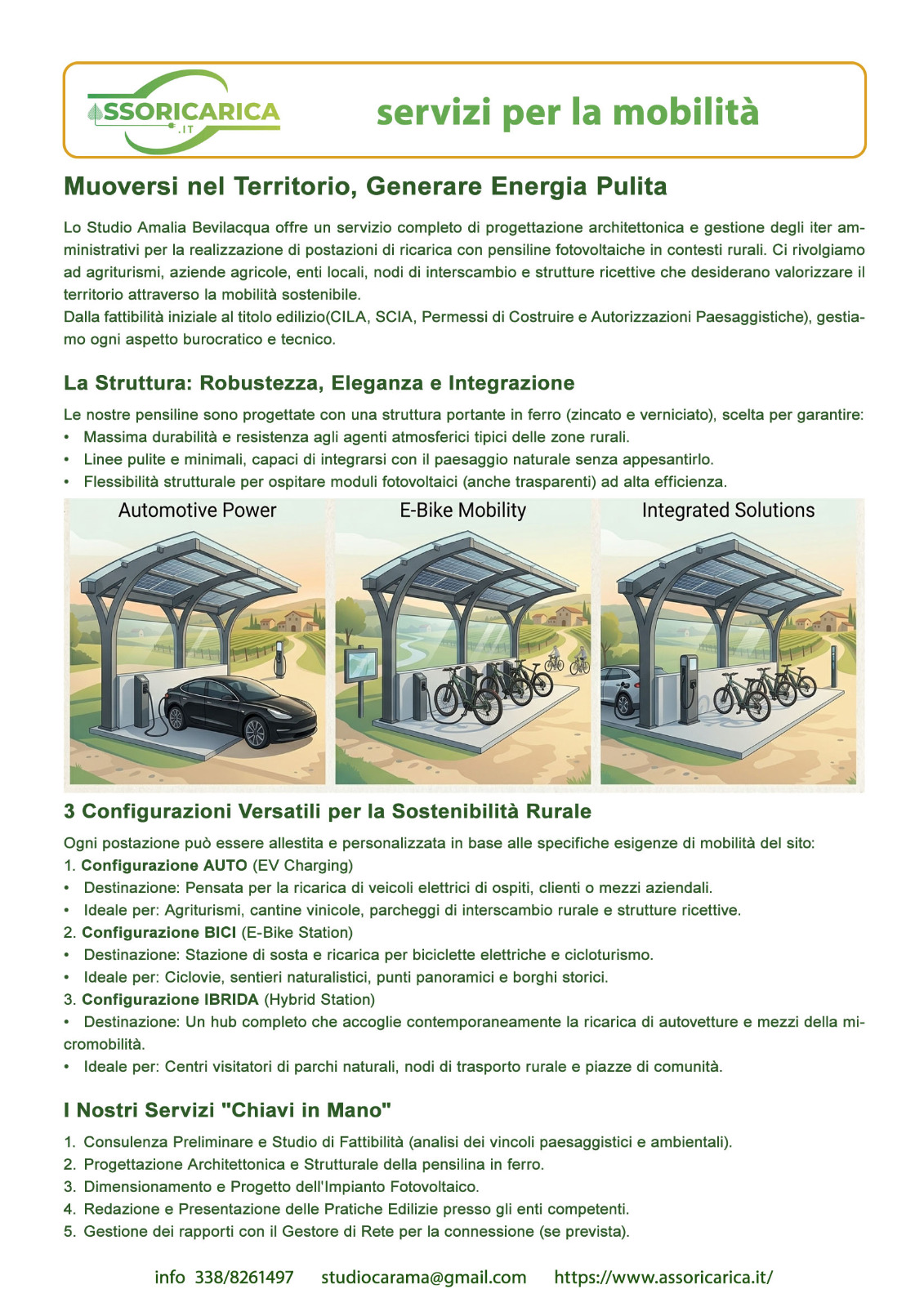 Pensiline fotovoltaiche per auto elettriche, e-bike e mobilita integrata